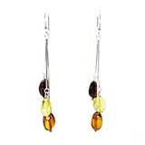 Multi-Color Amber Small Nugget Dangle Earrings Sterling Silver - Amber Alex Jewelry