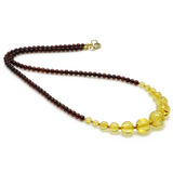 Cherry & Lemon Amber Round Beads Necklace