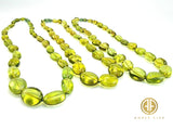 Green Amber Nugget Beads Necklace