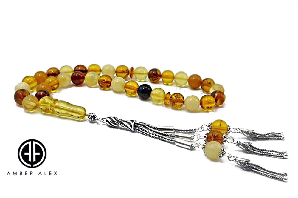 Multi-Color Amber Round Shape 8.5mm Islamic Prayer Beads
