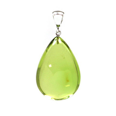 Green Amber Drop Pendant Sterling Silver - Amber Alex Jewelry