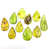 Green Drop Shape Cabochons With Insects