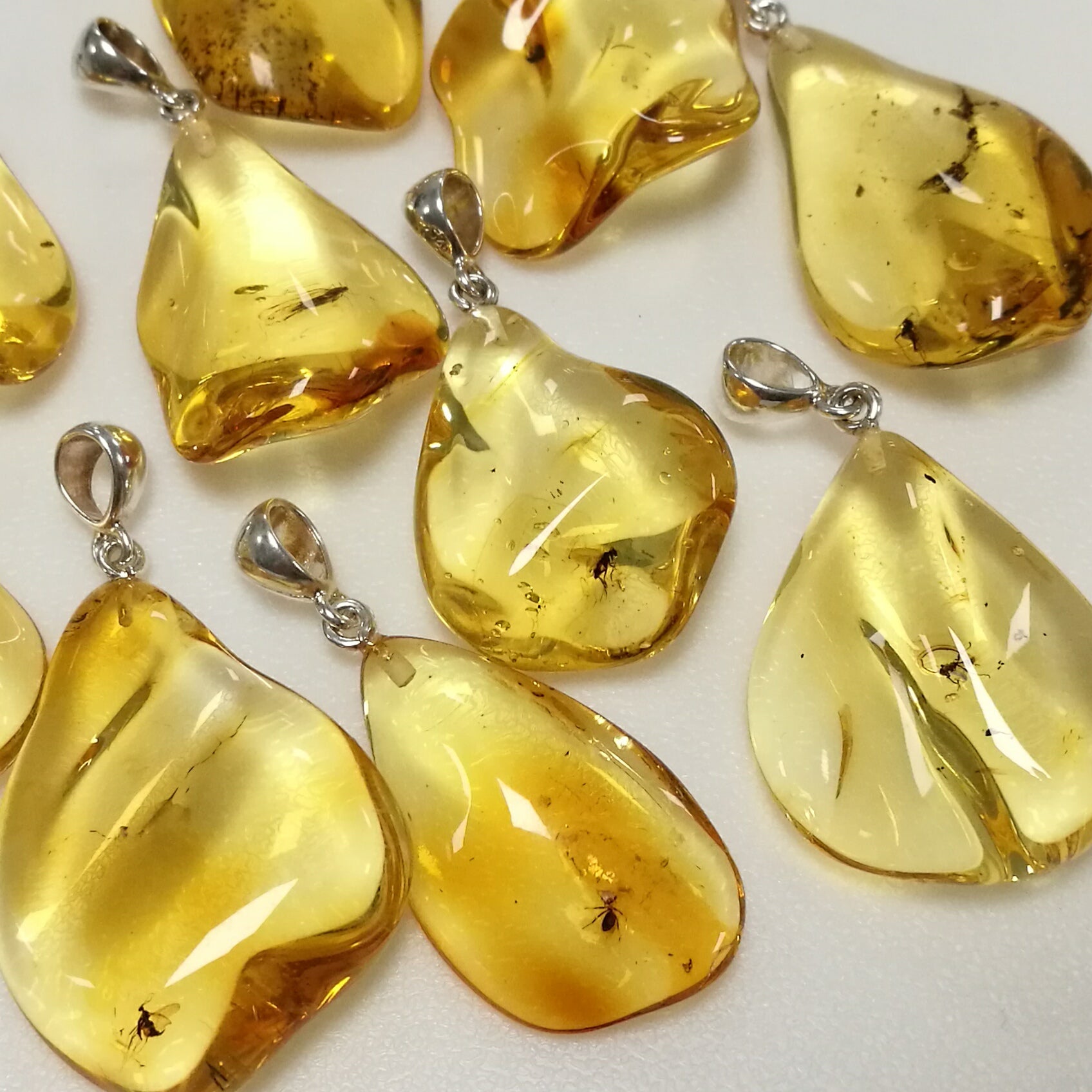 Insect Amber Wave Pendant Sterling Silver