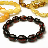 Cherry Amber Olive Beads Stretch Bracelet