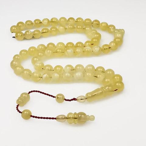 Yellow Amber Round Shape 8.5 mm Islamic Prayer Beads