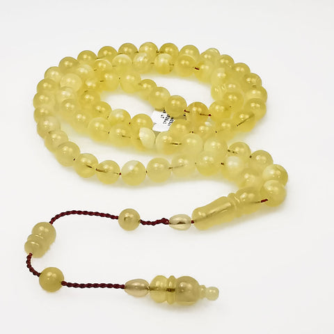 Yellow Amber Round Shape 8.5 mm Islamic Prayer Beads