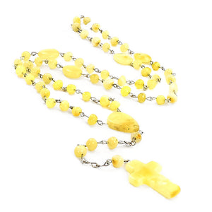 Milky Amber Baroque Beads Catholic Rosary - Amber Alex Jewelry