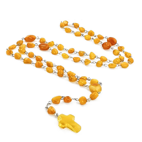 Antique Amber Baroque Catholic Rosary - Amber Alex Jewelry