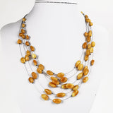 Antique Amber Nugget Beads Rain Necklace Sterling Silver