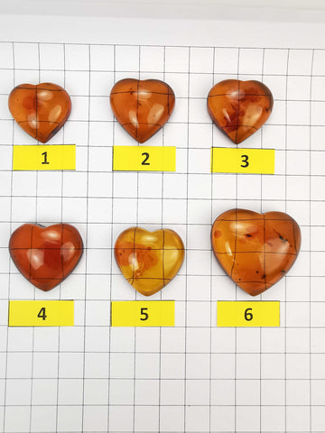 Cognac Amber Handmade Heart Shape Cabochons