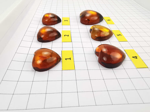 Cognac Amber Handmade Heart Shape Cabochons