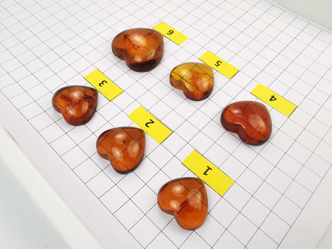 Cognac Amber Handmade Heart Shape Cabochons