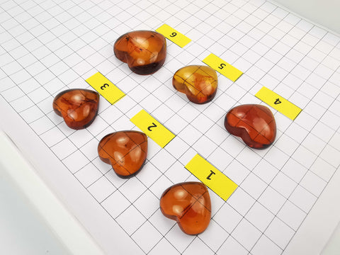 Cognac Amber Handmade Heart Shape Cabochons