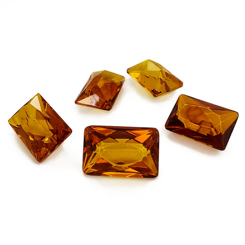 Cognac Amber Faceted Rectangular Diamond Cut Stone