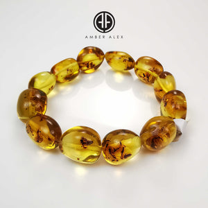 Insects Amber Nugget Beads Bracelet
