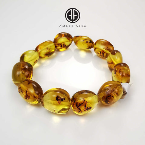 Insects Amber Nugget Beads Bracelet