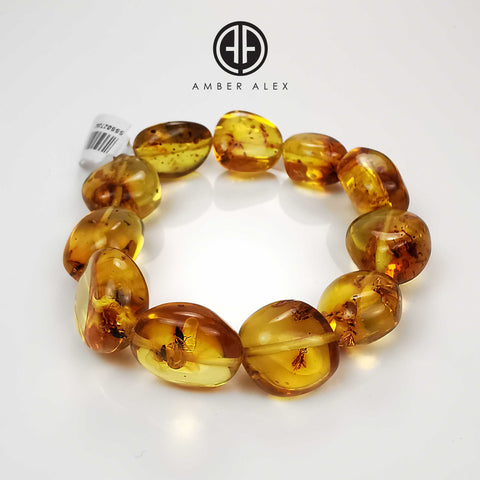 Insects Amber Nugget Beads Bracelet