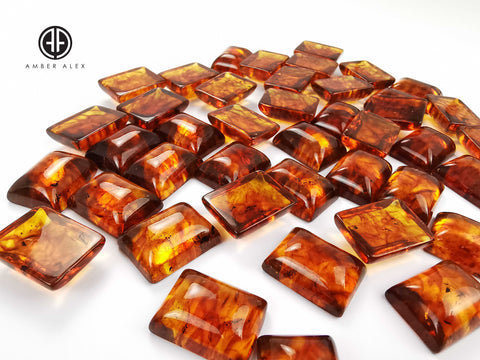 Cognac Amber Calibrated Rectangular Cabochons