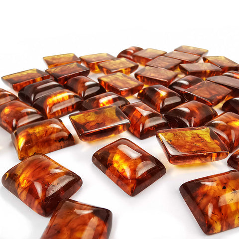 Cognac Amber Calibrated Rectangular Cabochons