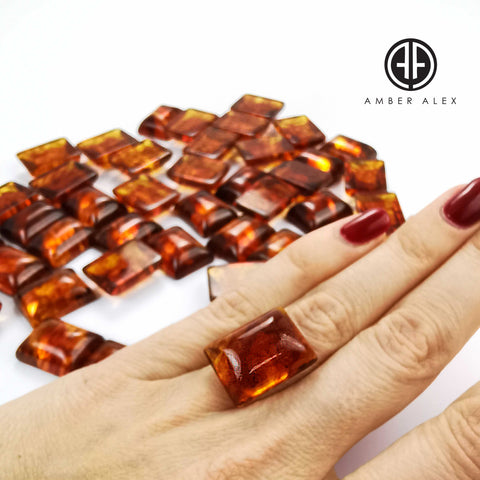 Cognac Amber Calibrated Rectangular Cabochons