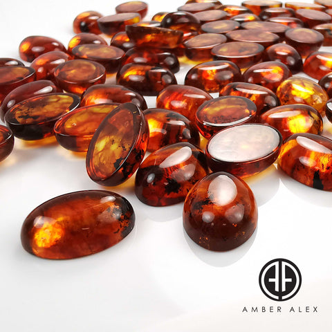 Cognac Amber Calibrated Oval Cabochons