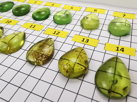 Green Amber Handmade Drop Shape Cabochons