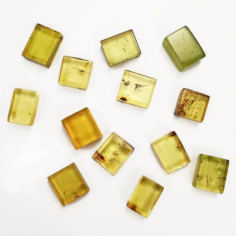 Green Amber Handmade Rectangular Cabochons