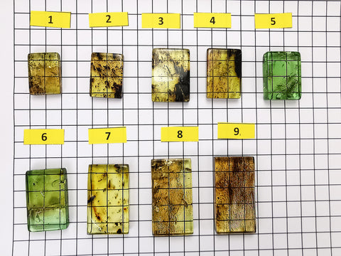 Green Amber Handmade Rectangular Cabochons