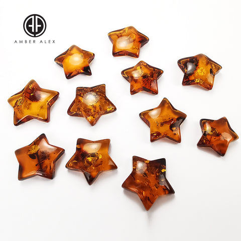 Cognac Amber Star Shape Cabochons