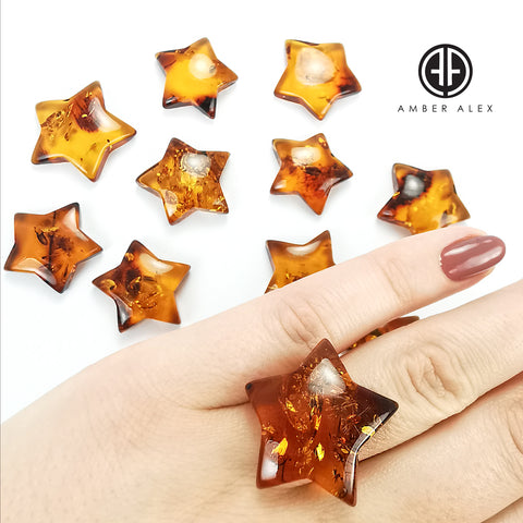 Cognac Amber Star Shape Cabochons