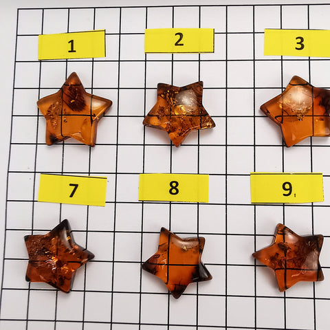 Cognac Amber Star Shape Cabochons