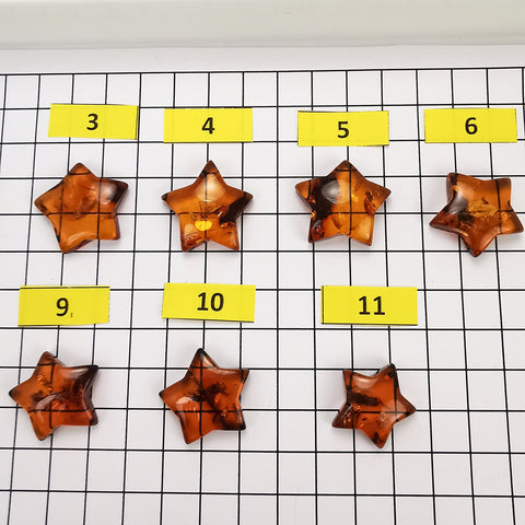 Cognac Amber Star Shape Cabochons