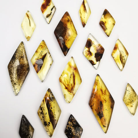 Natural Amber Rhombus Shape Cabochons