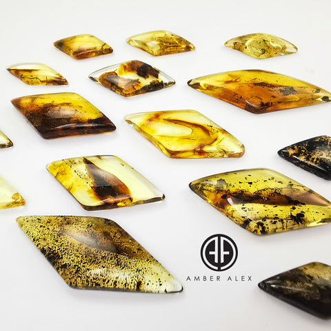 Natural Amber Rhombus Shape Cabochons