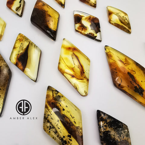 Natural Amber Rhombus Shape Cabochons