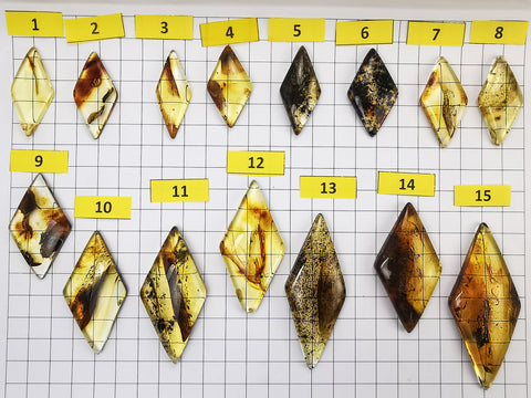 Natural Amber Rhombus Shape Cabochons