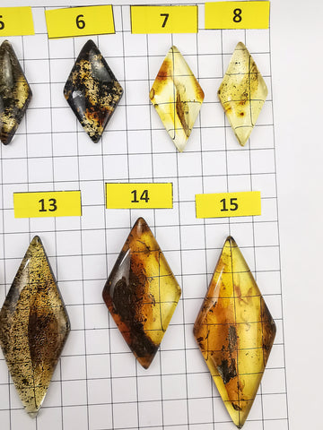 Natural Amber Rhombus Shape Cabochons