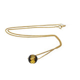Two Toned Amber Faceted Round Bead Necklace 14K Gold Plated