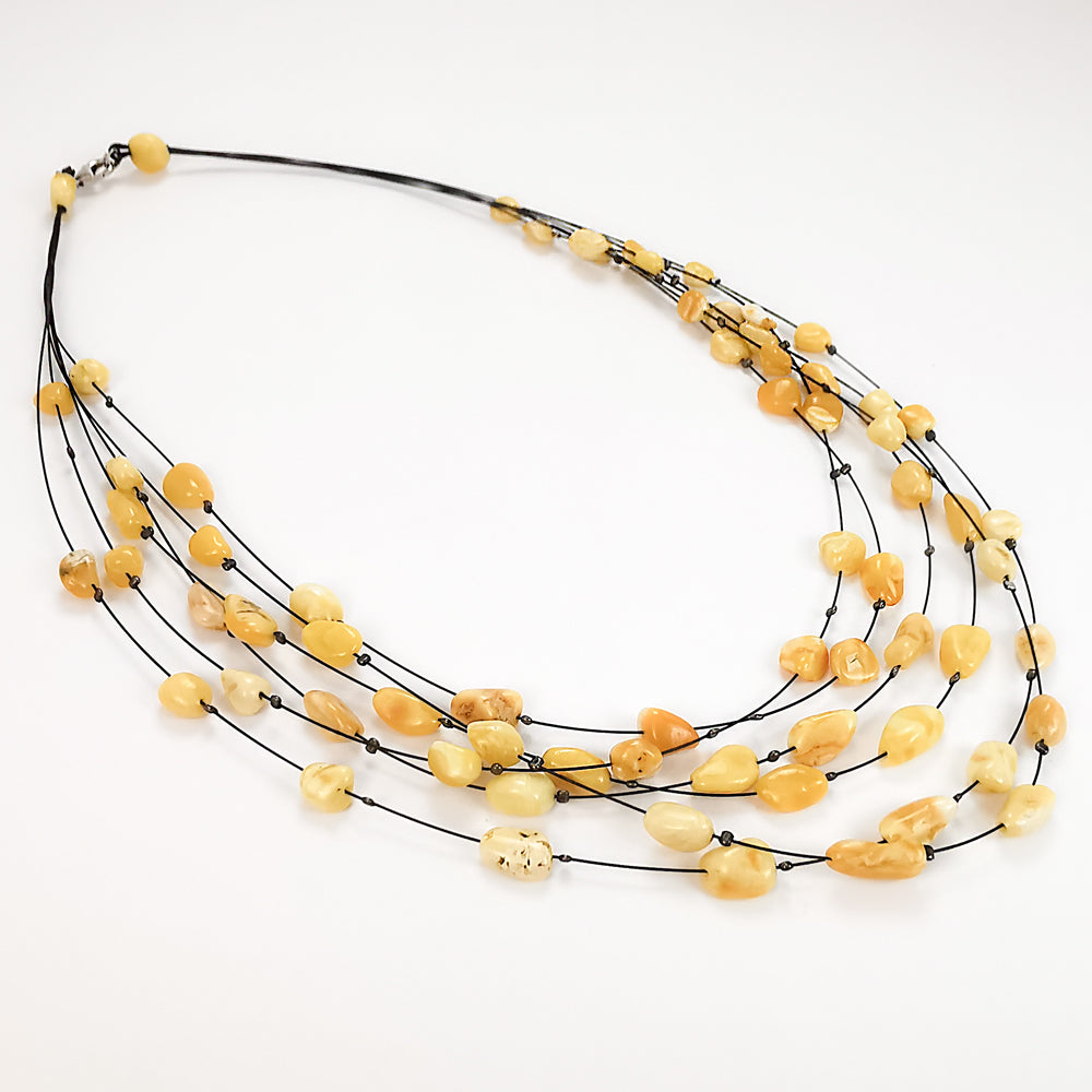 Milky Amber Nugget Beads Rain Necklace