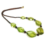 Green & Cherry Flames And Round Beads Necklace