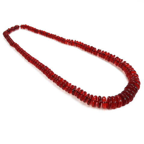 Red Amber Tablet Beads Necklace