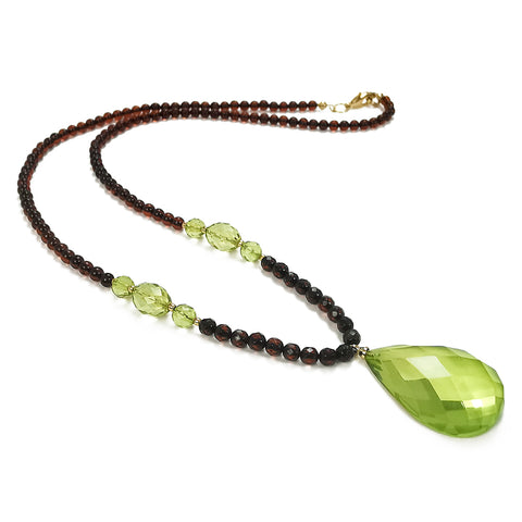 Green & Cherry Amber Beaded Necklace