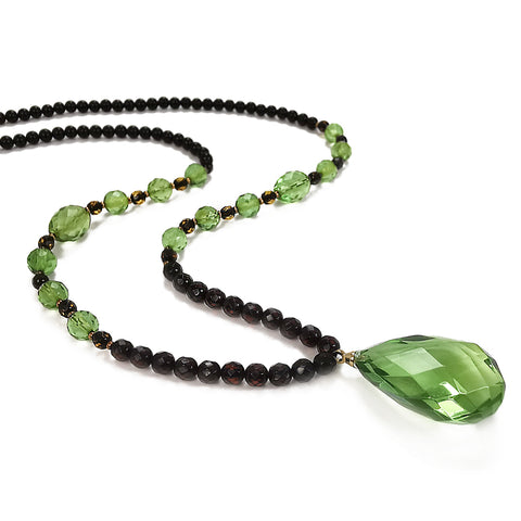 Green & Cherry Amber Beaded Necklace