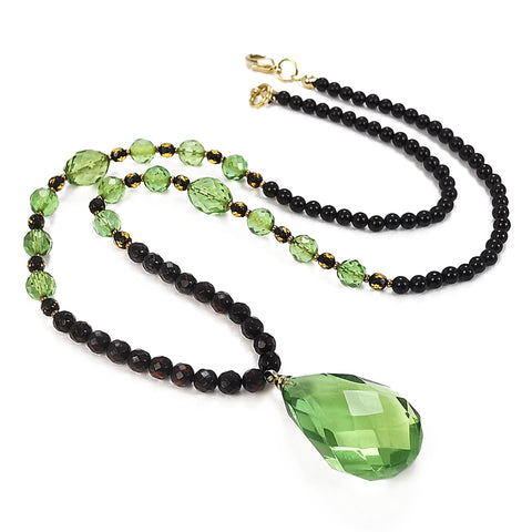 Green & Cherry Amber Beaded Necklace