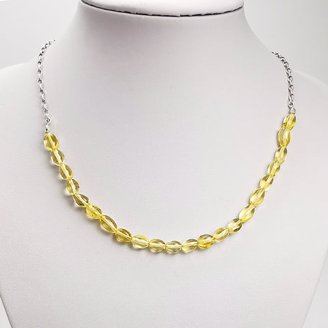 Lemon Amber Nuggets Necklace Sterling Silver