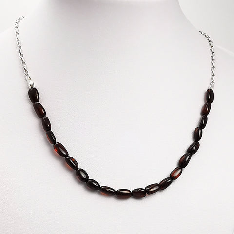 Cherry Amber Nuggets Necklace Sterling Silver