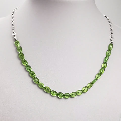 Green Amber Nuggets Necklace Sterling Silver