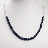 Blue Amber Nuggets Necklace Sterling Silver