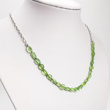 Green Amber Nuggets Necklace Sterling Silver