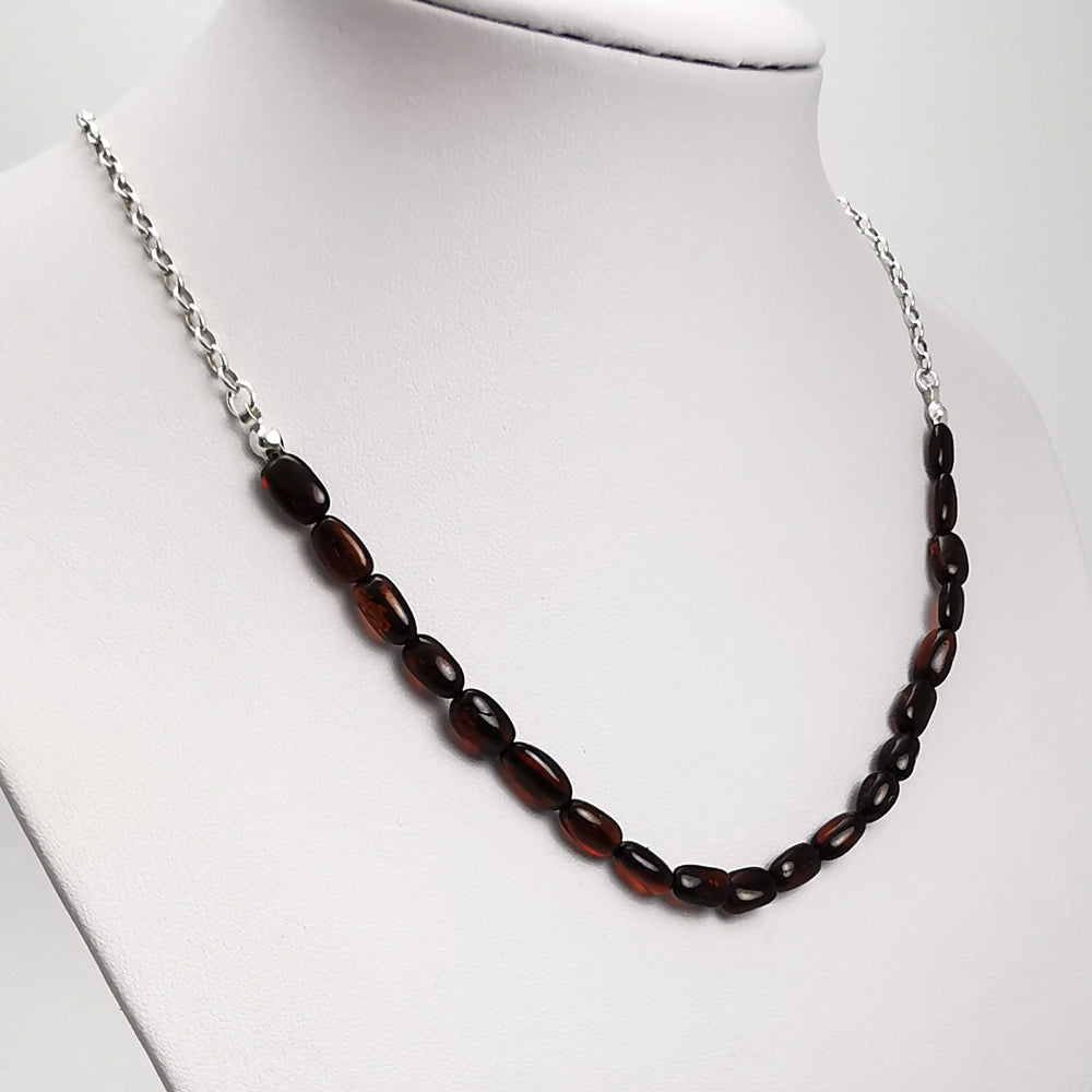Cherry Amber Nuggets Necklace Sterling Silver
